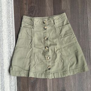 H&M Khaki colored button down A-line mini skirt